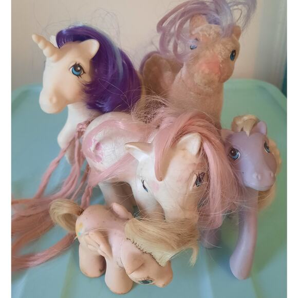 Vintage G1 My Little Pony Lot of 5 Bait TLC Ponies Poor Condition Hasbro MLP - Picture 1 of 6